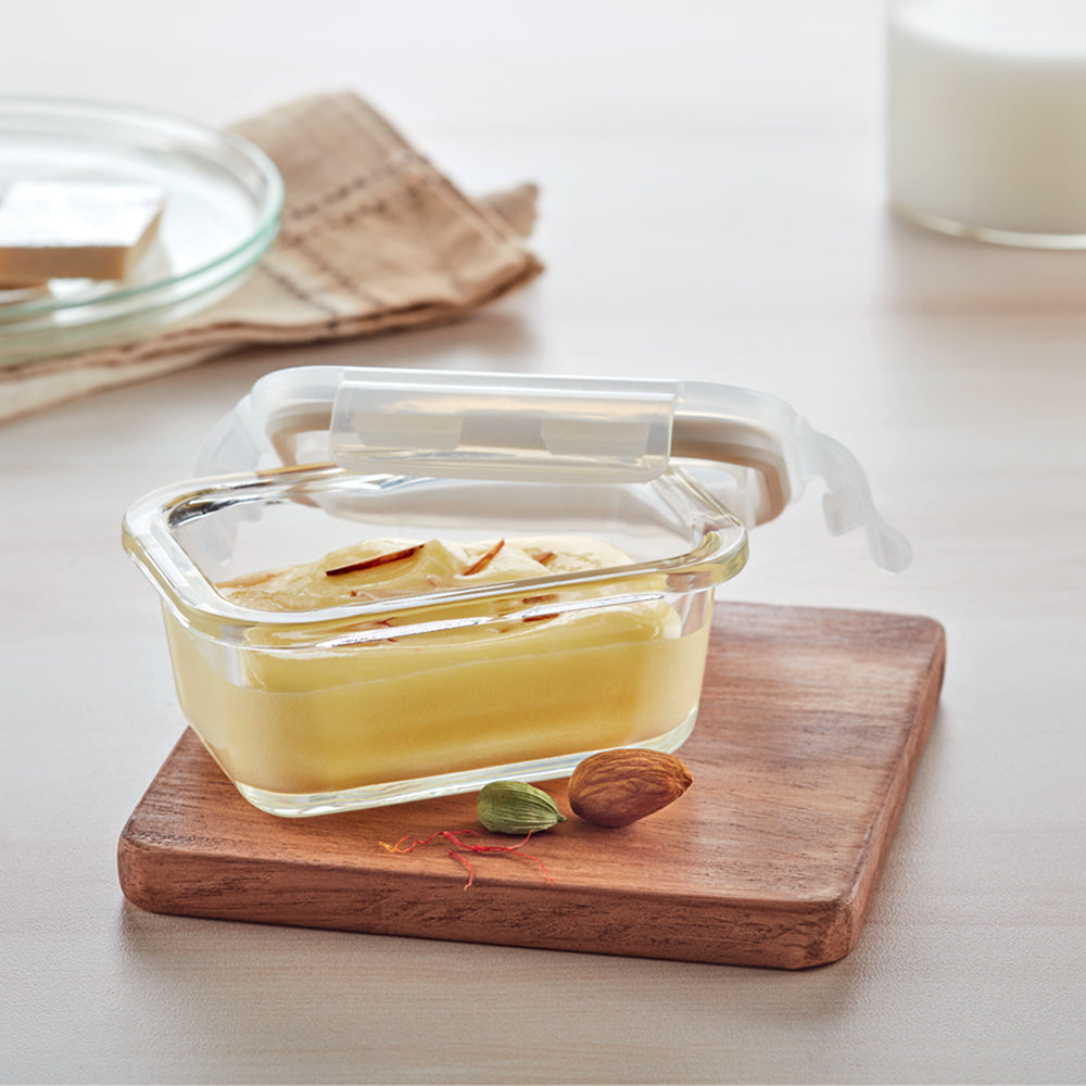 Borosil Klip n Store Rectangular Glass Container