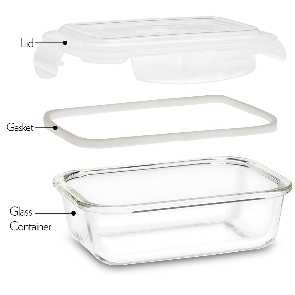 Borosil Tuff-Glass Klip n Store, Rectangular Container