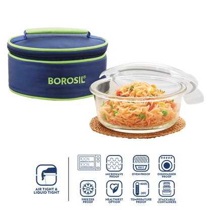 Klip N Store Round Glass Tiffin Box