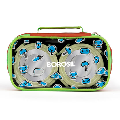 Pixel Microwavable Stainless Steel Lunchbox with Kid Bag