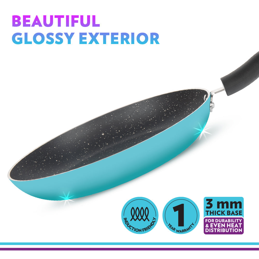 Borosil Festive Glory Cookware Set, Blue, 2 pc Set (Dosa Tawa + Fry Pan)