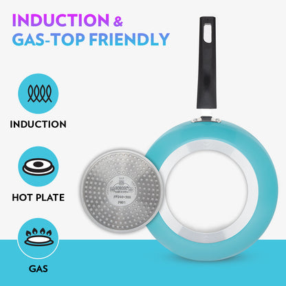 Borosil Festive Glory Cookware Set, Blue, 2 pc Set (Dosa Tawa + Fry Pan)