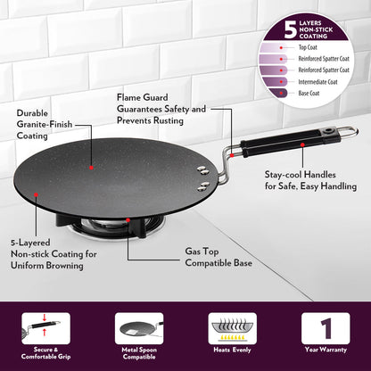 Borosil Granito Nonstick tawa, Concave, 27 cm