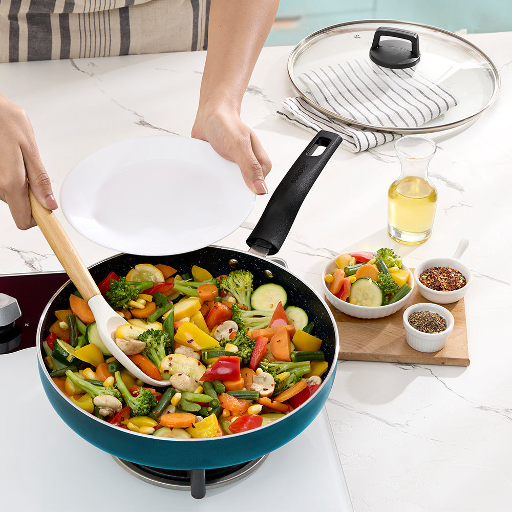 Borosil Pro Chef Non-stick Deep Pan w Lid, 22cm(1.5L)
