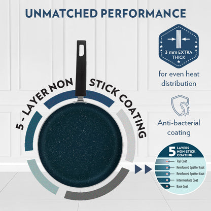 Borosil Pro Chef Non-stick Deep Pan w Lid, 22cm(1.5L)