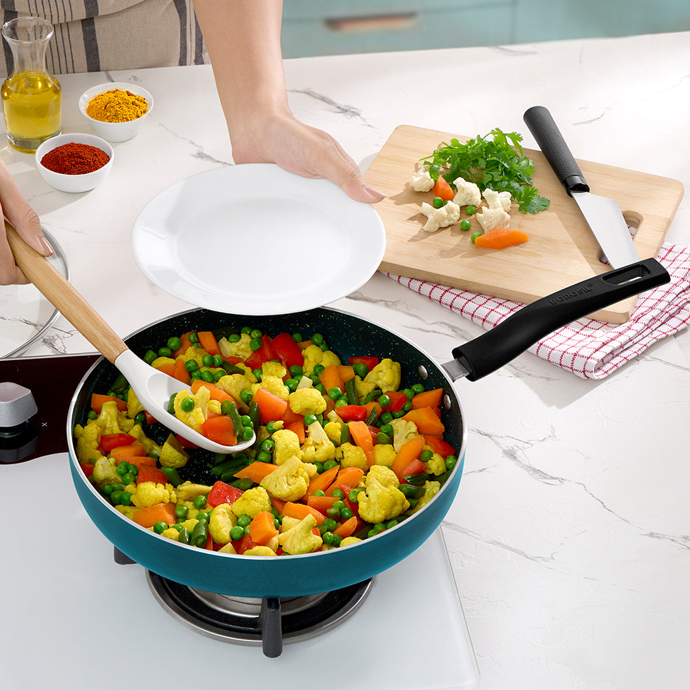 Borosil Pro Chef Non-stick Deep Pan w Lid, 24cm(2L)
