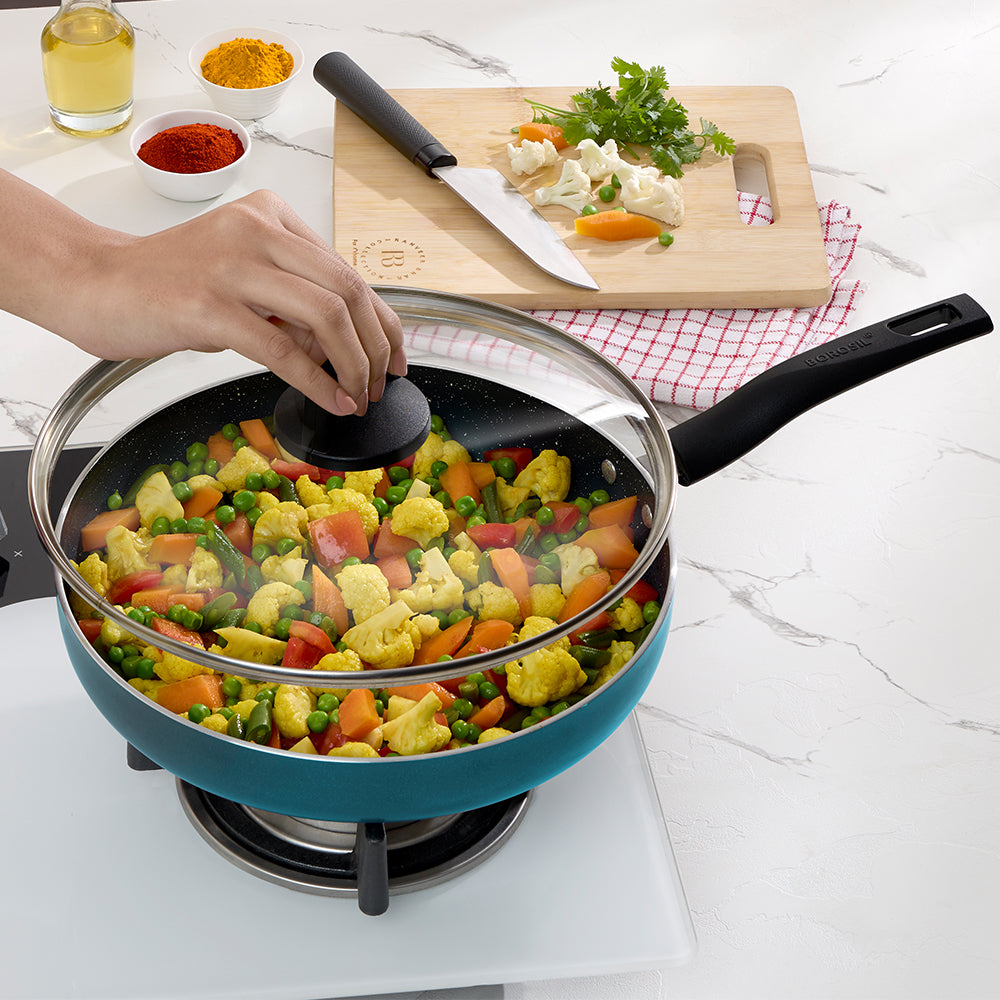Borosil Pro Chef Non-stick Deep Pan w Lid, 24cm(2L)