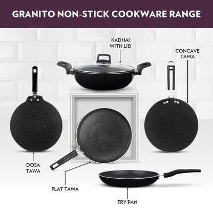 Borosil Granito Nonstick Kadhai + Lid, 20 cm