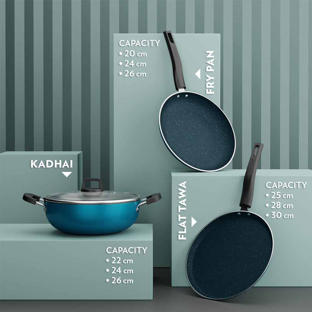 Borosil Pro Chef Non-stick Kadhai w Lid, 24 cm