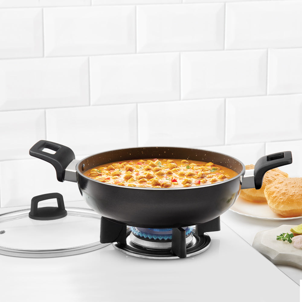 Borosil Granito Nonstick Kadhai + Lid, 26 cm