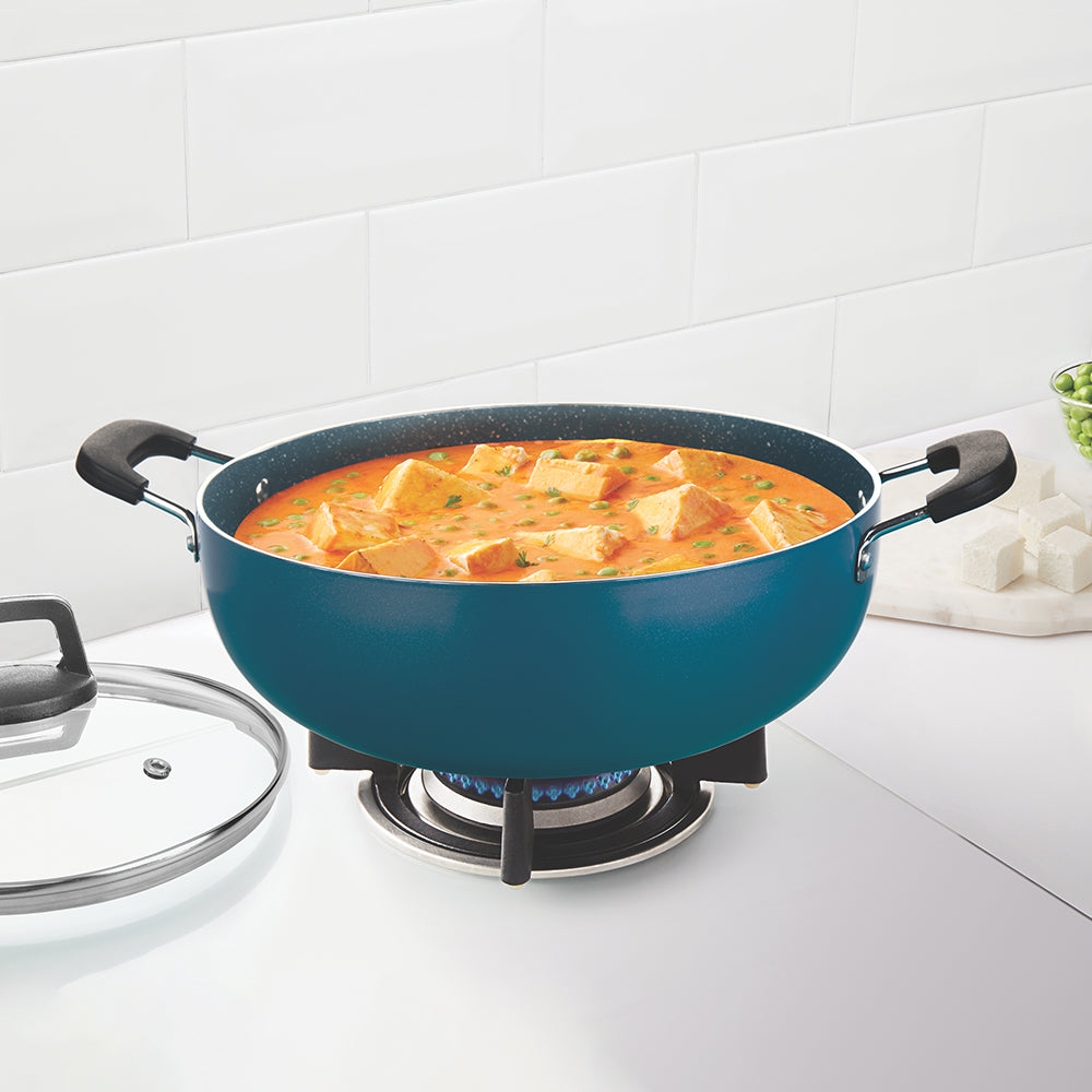 Borosil Pro Chef Non-stick Kadhai w Lid, 26 cm