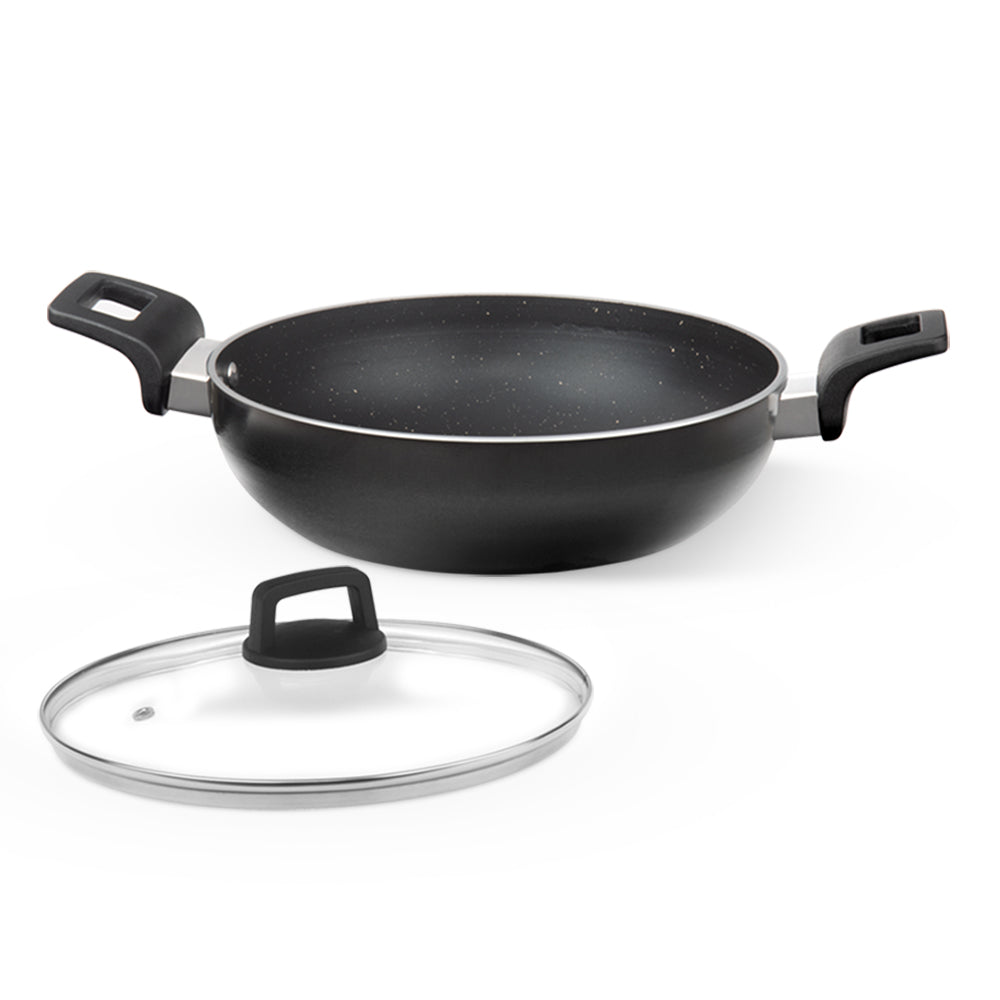 Borosil Granito Nonstick Kadhai + Lid, 28 cm
