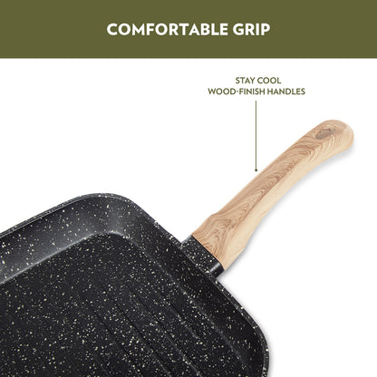 Borosil Vajra Nonstick Grill Fry Pan, Square, 24 cm