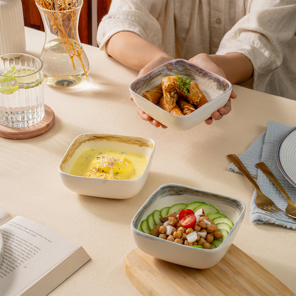 Lunar Almond Porcelia Snack Bowl Set