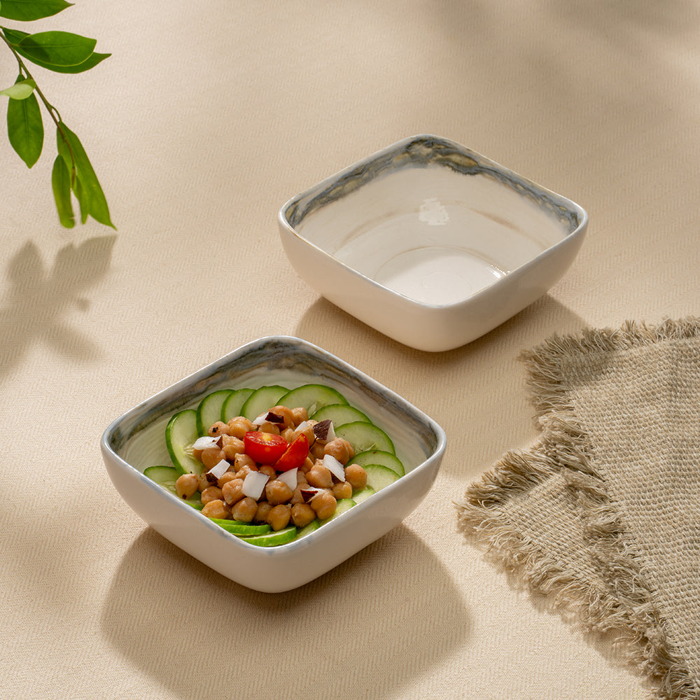 Lunar Taupe Porcelia Snack Bowl Set
