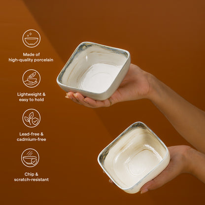 Lunar Taupe Porcelia Snack Bowl Set