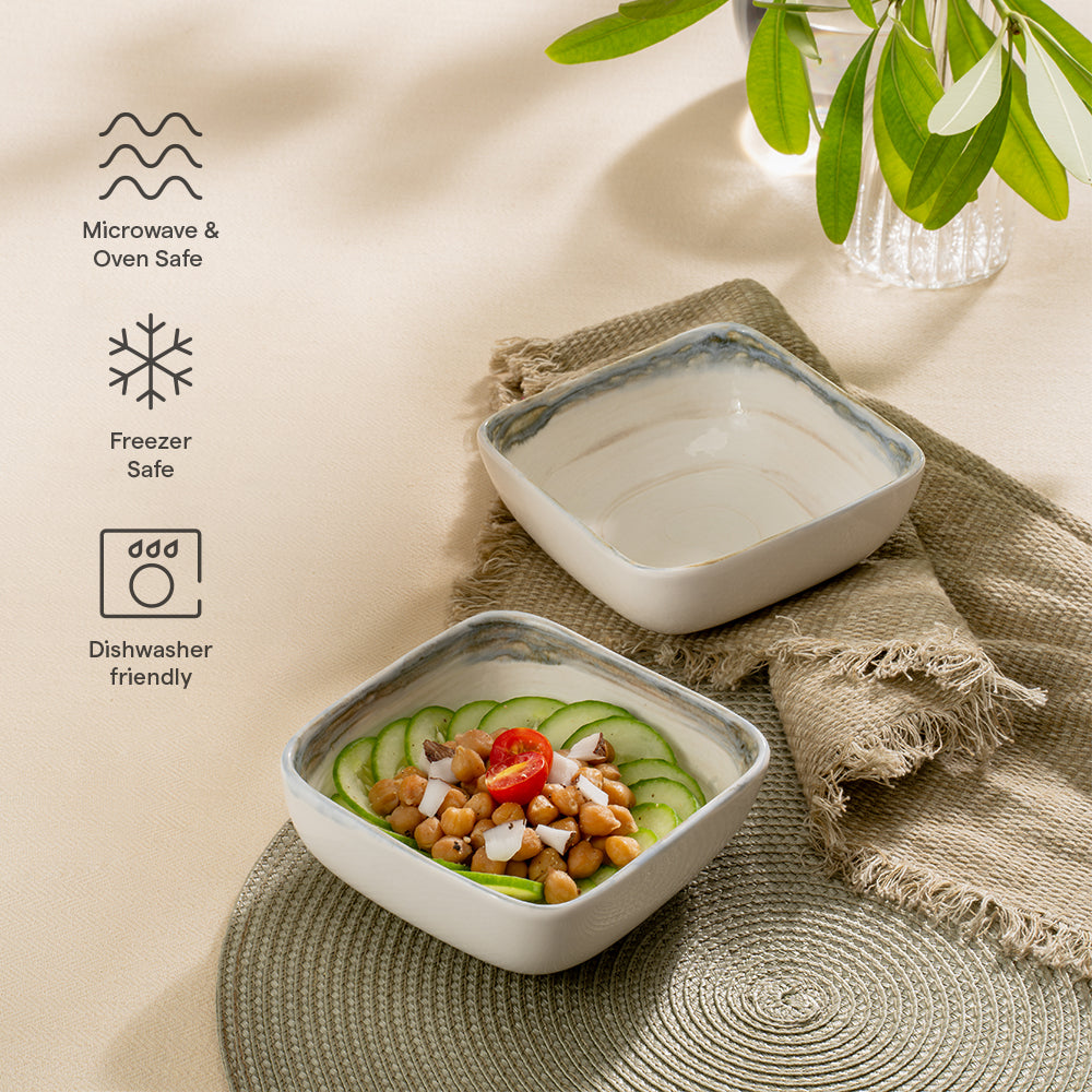 Lunar Taupe Porcelia Snack Bowl Set