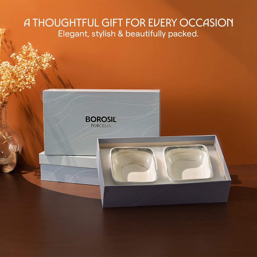 Lunar Taupe Porcelia Snack Bowl Set