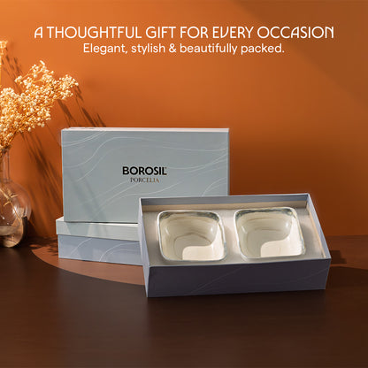 Lunar Taupe Porcelia Snack Bowl Set