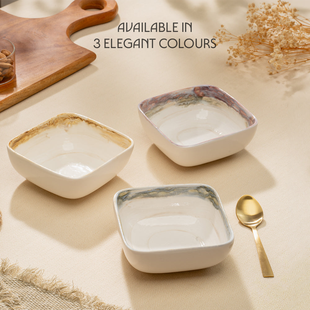 Lunar Taupe Porcelia Snack Bowl Set