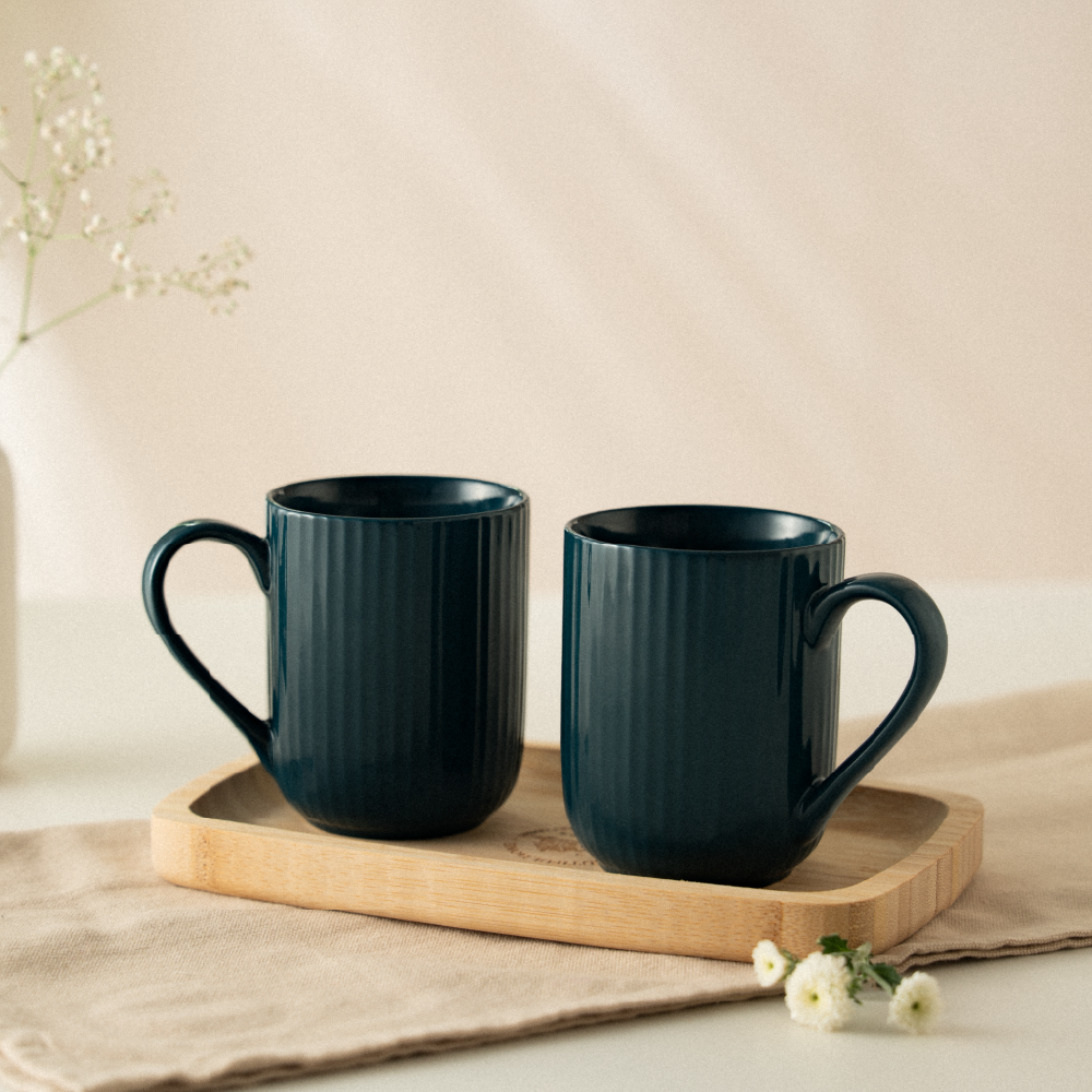 Porcelia Flute Mug, Caspian - Set of 2