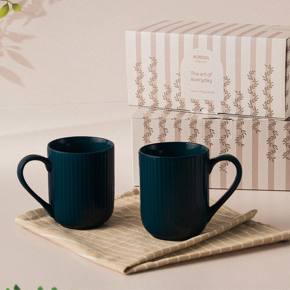 Porcelia Flute Mug, Caspian - Set of 2