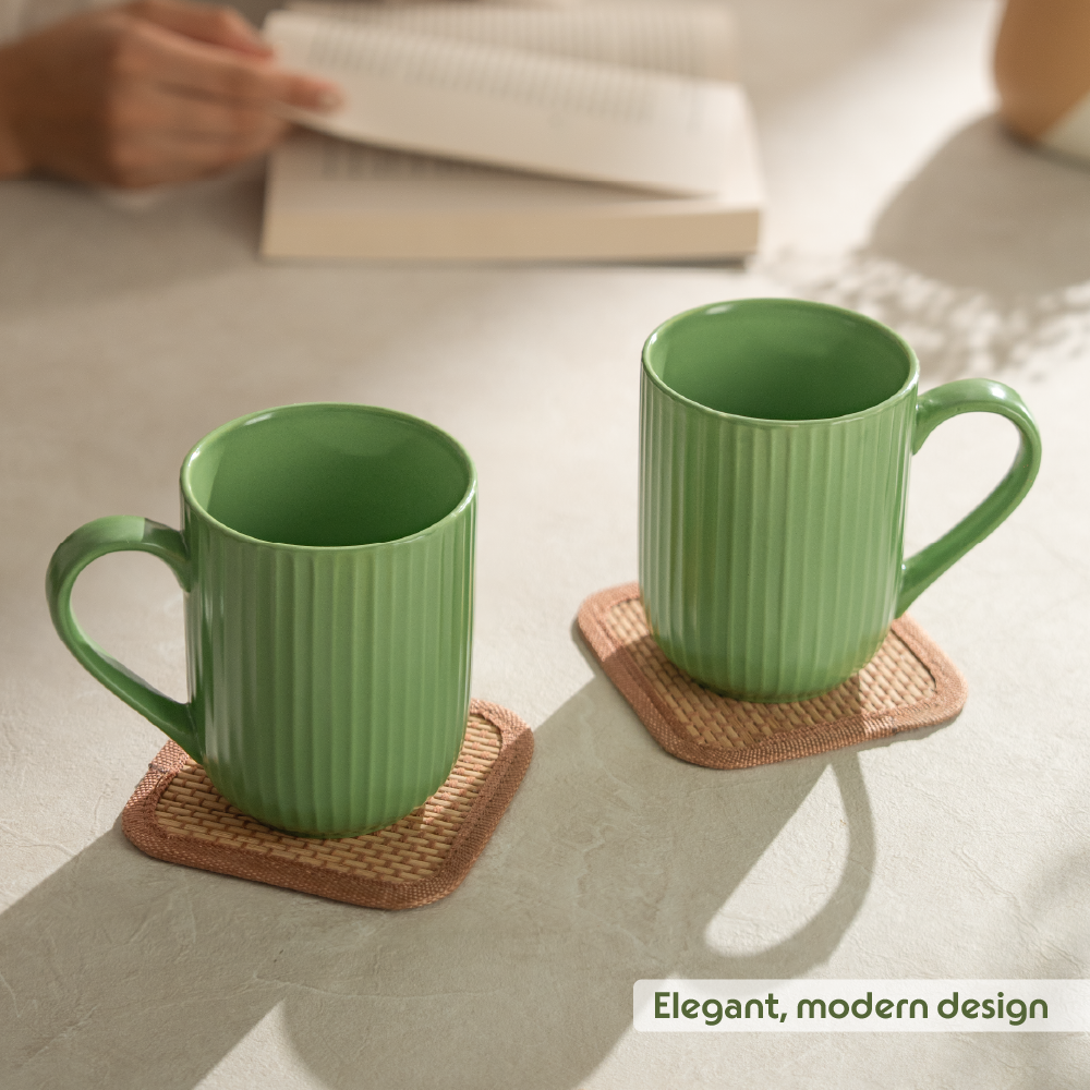 Porcelia Flute Mug, Moss - Set of 2