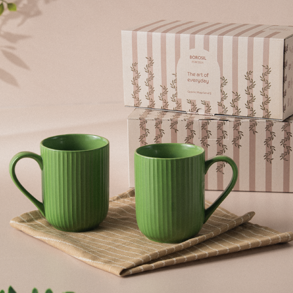 Porcelia Flute Mug, Moss - Set of 2