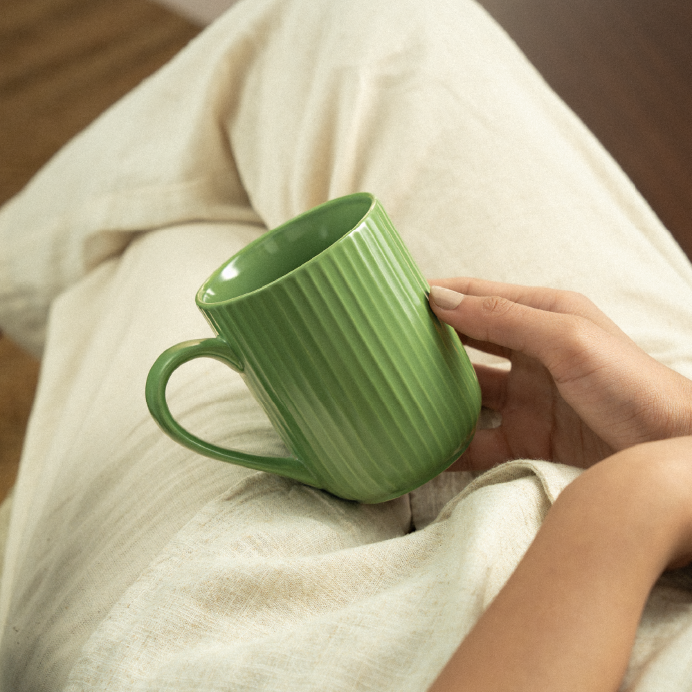 Porcelia Flute Mug, Moss - Set of 2