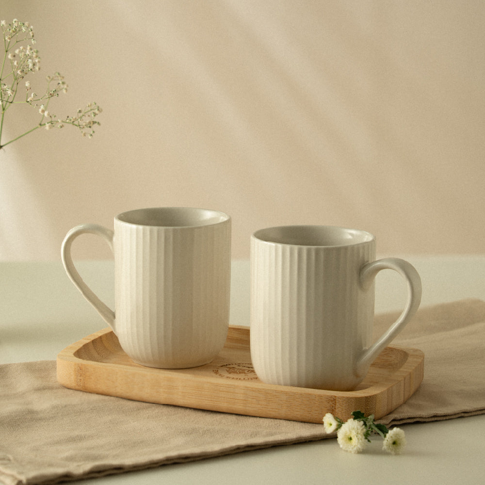 Porcelia Flute Mug, Pearl - Set of 2