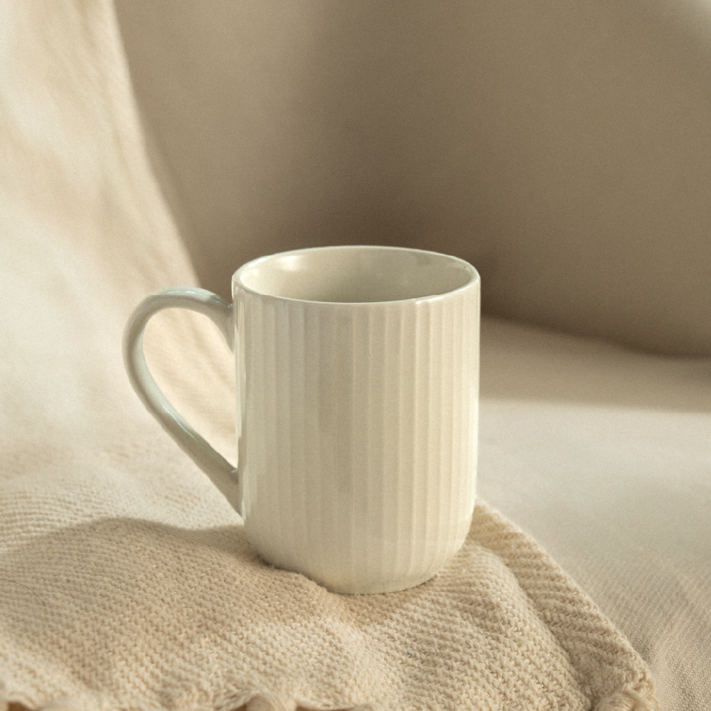 Porcelia Flute Mug, Pearl - Set of 2