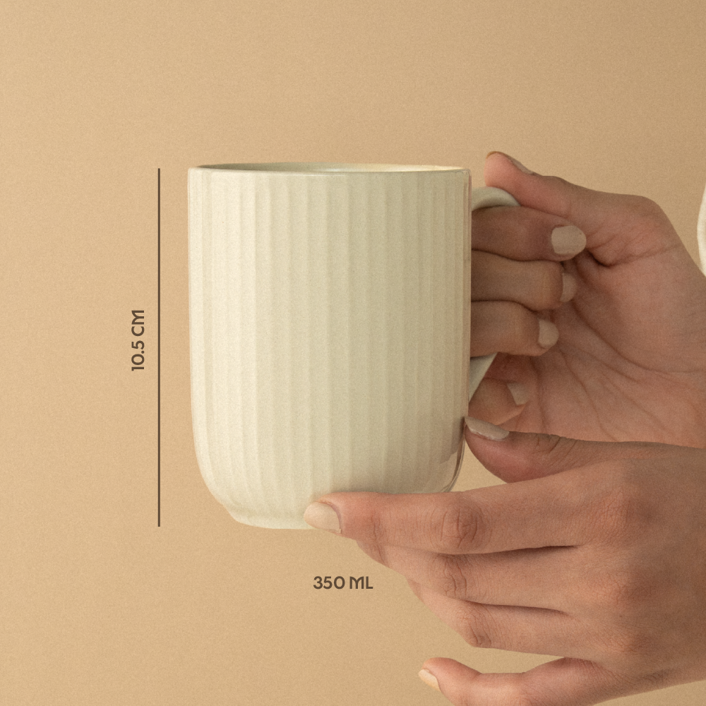 Porcelia Flute Mug, Pearl - Set of 2