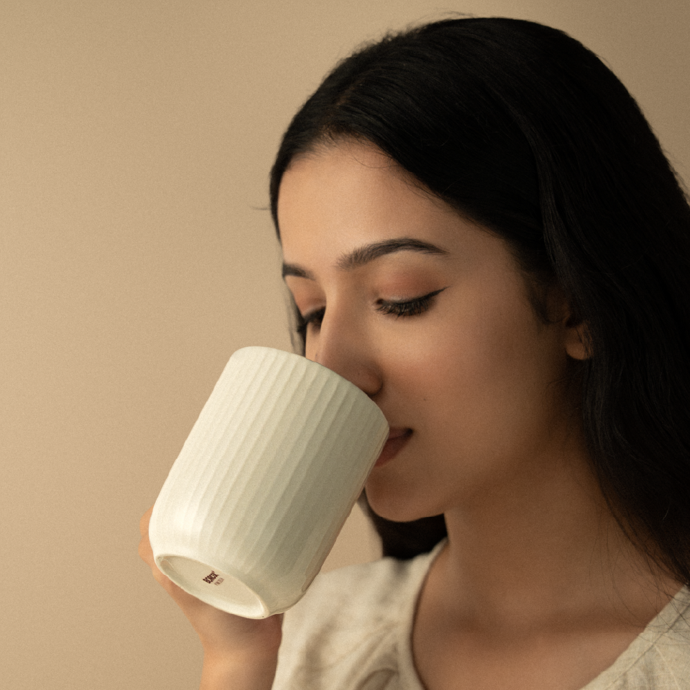 Porcelia Flute Mug, Pearl - Set of 2