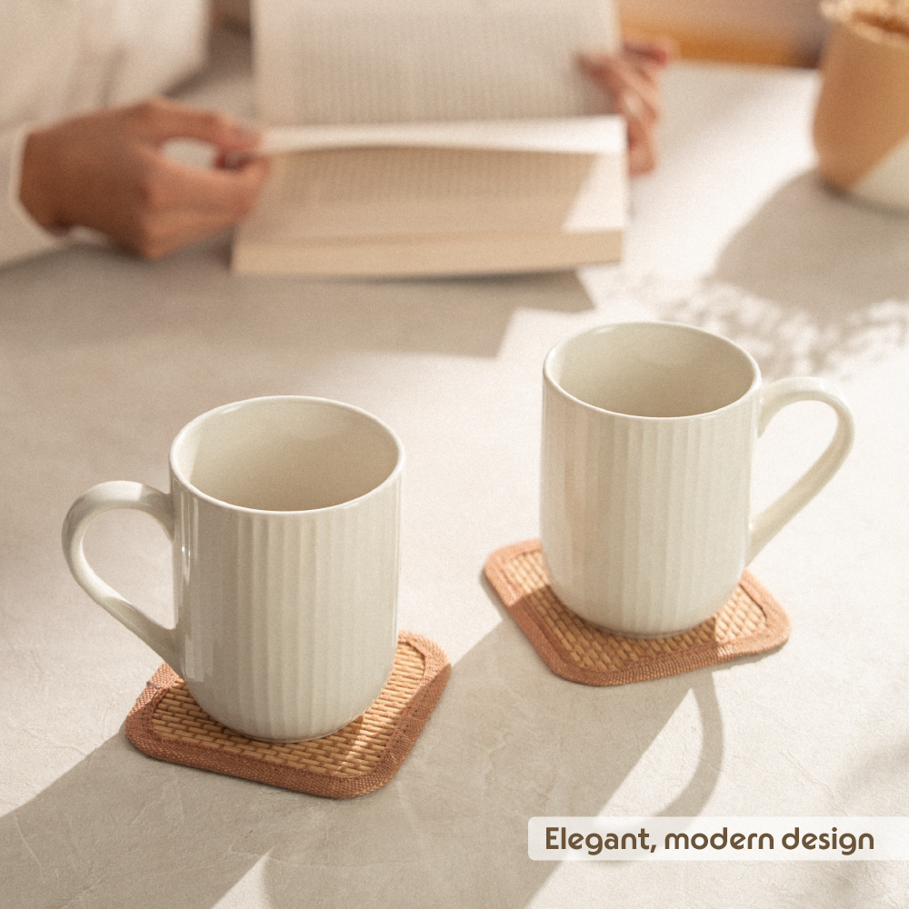 Porcelia Flute Mug, Pearl - Set of 2