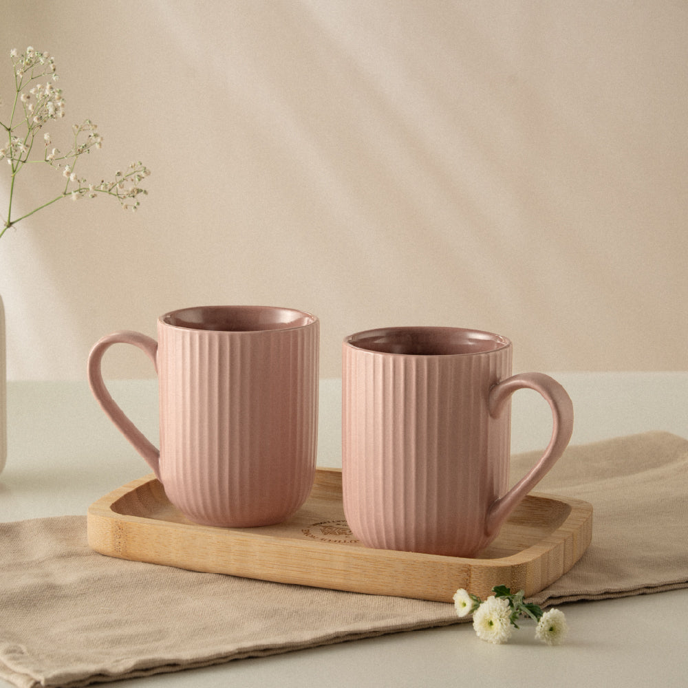 Porcelia Flute Mug, Rose - Set of 2
