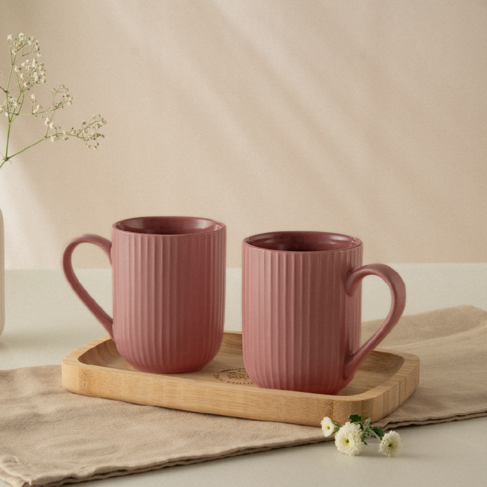 Porcelia Flute Mug, Rose - Set of 2