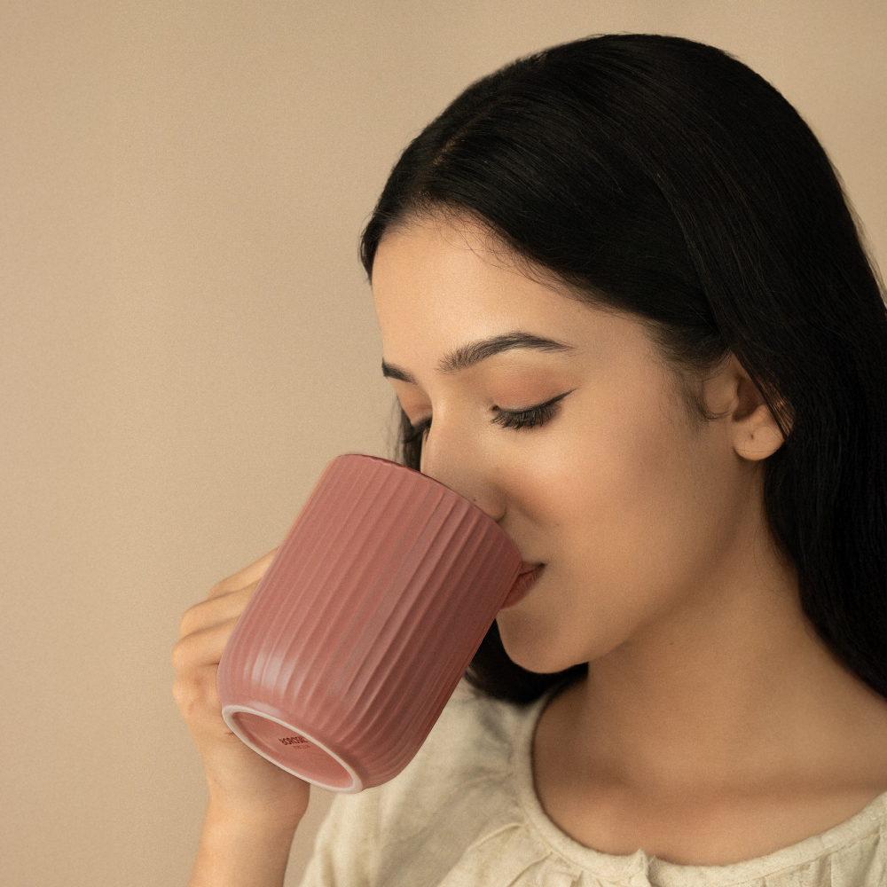 Porcelia Flute Mug, Rose - Set of 2