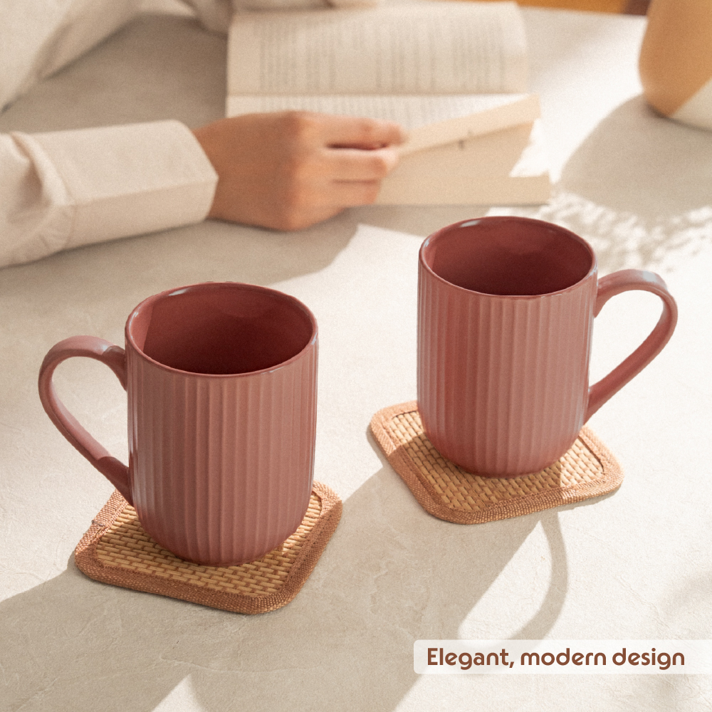 Porcelia Flute Mug, Rose - Set of 2