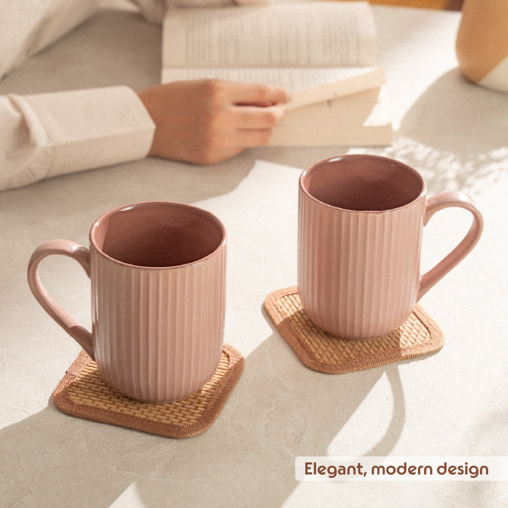 Porcelia Flute Mug, Rose - Set of 2