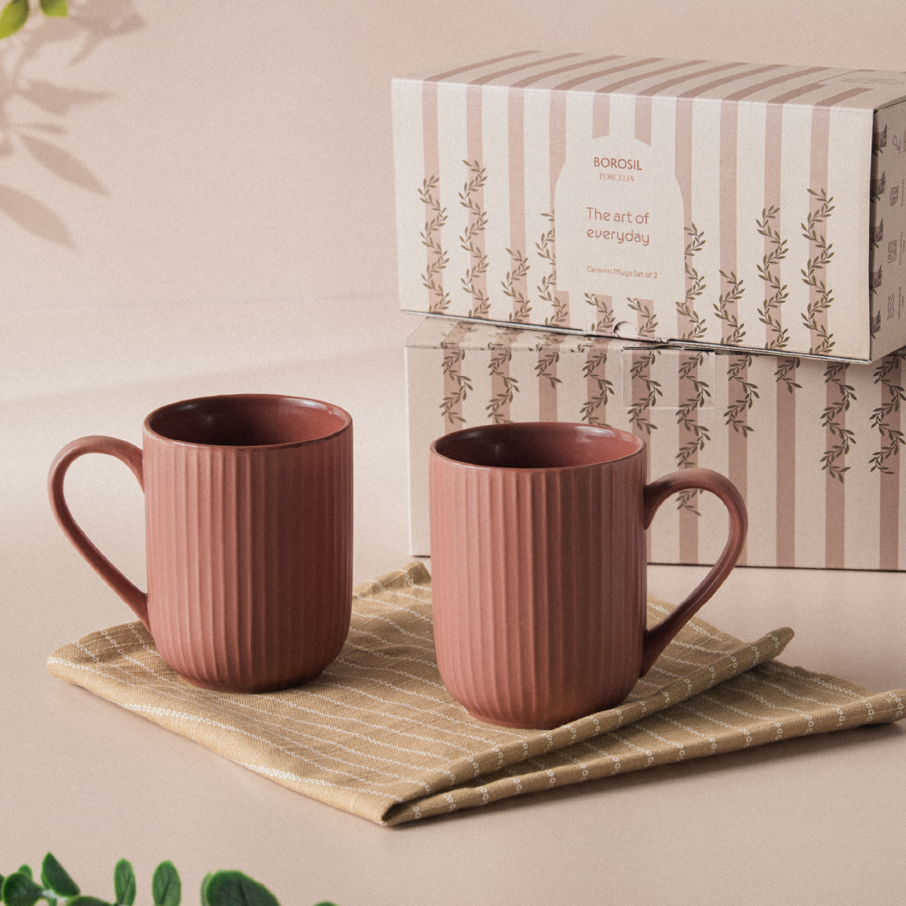 Porcelia Flute Mug, Rose - Set of 2