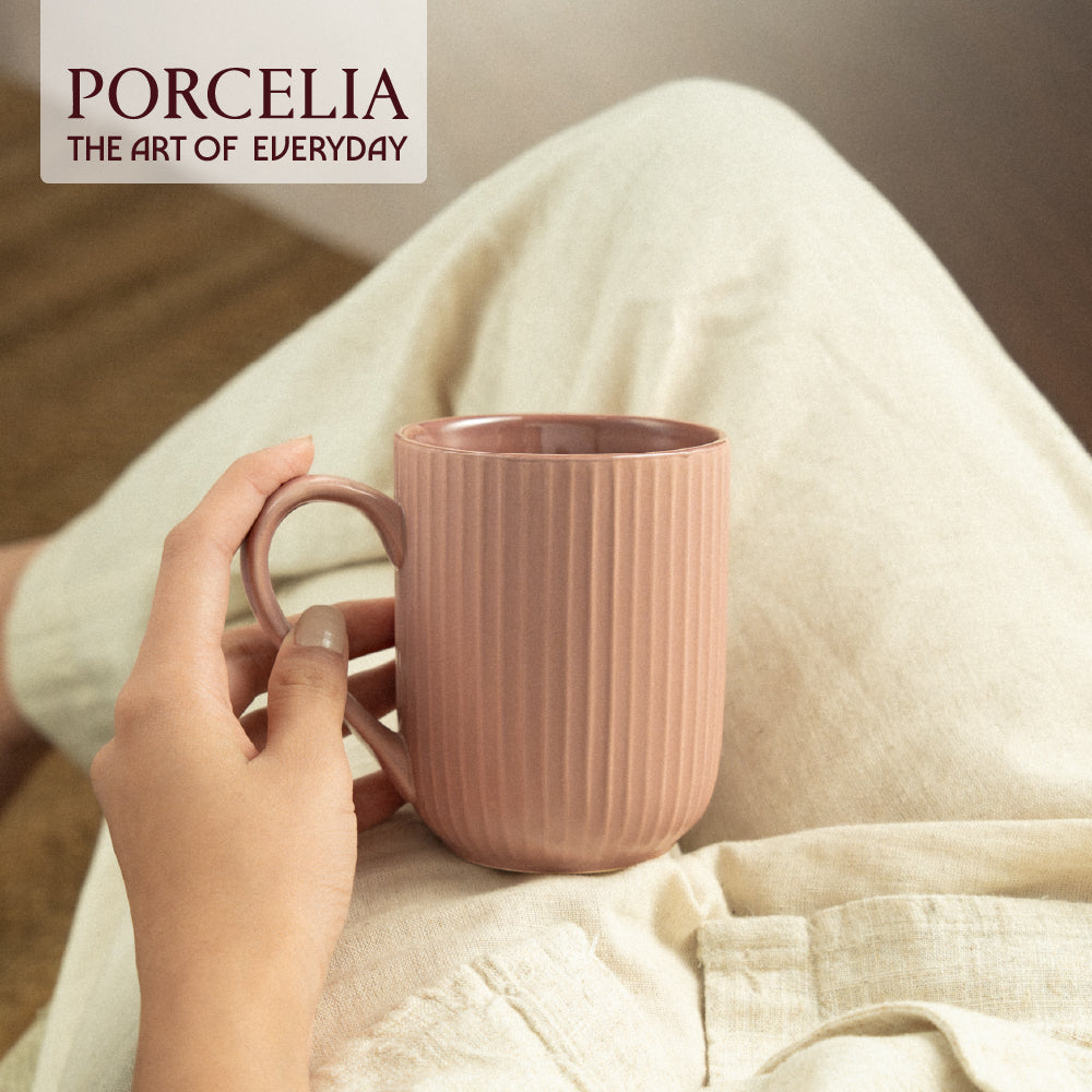 Porcelia Flute Mug, Rose - Set of 2