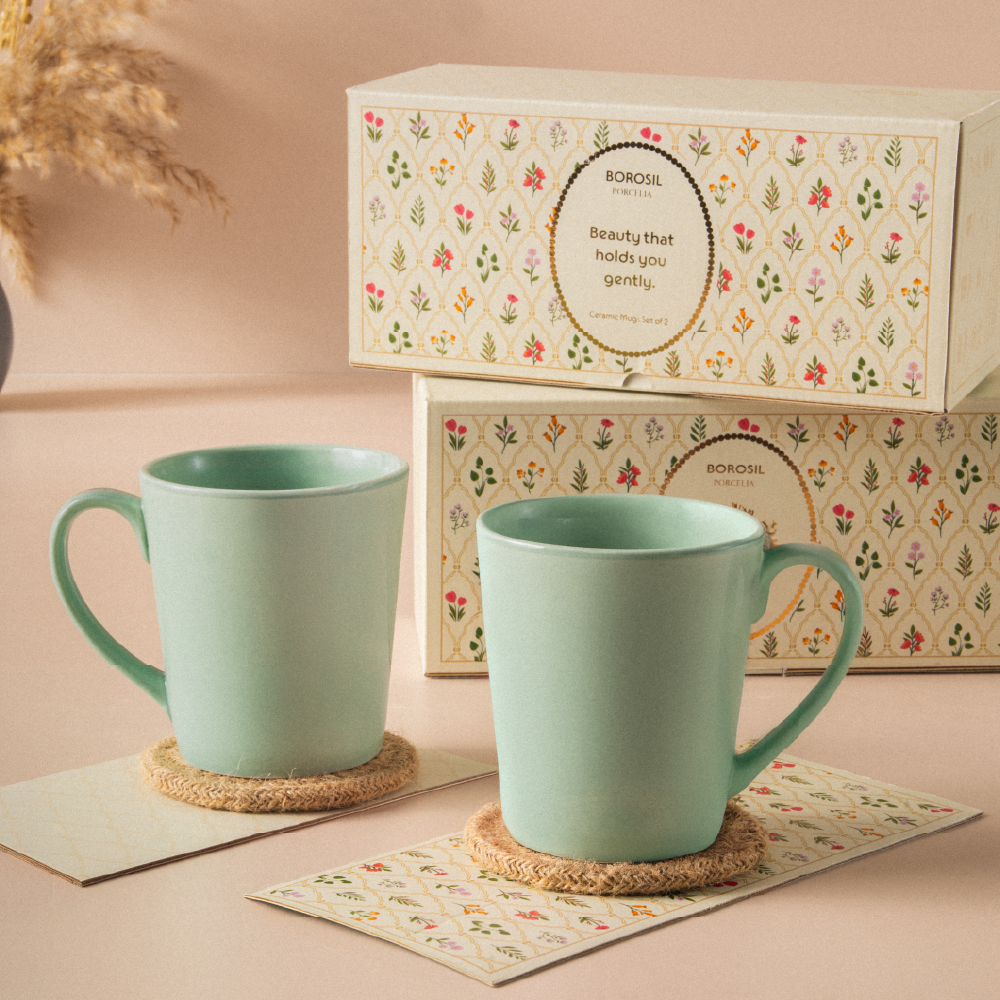 Porcelia Haven Mug, Sage - Set of 2