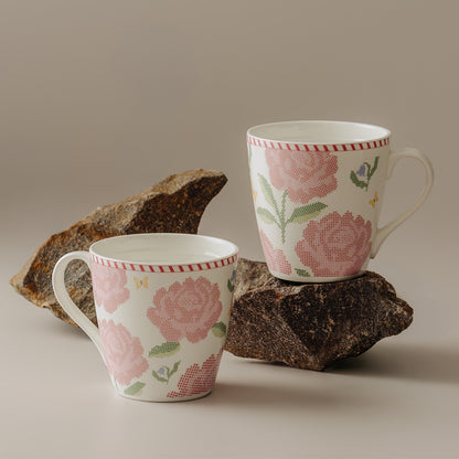 Tulip Rosette Porcelia Mug Set