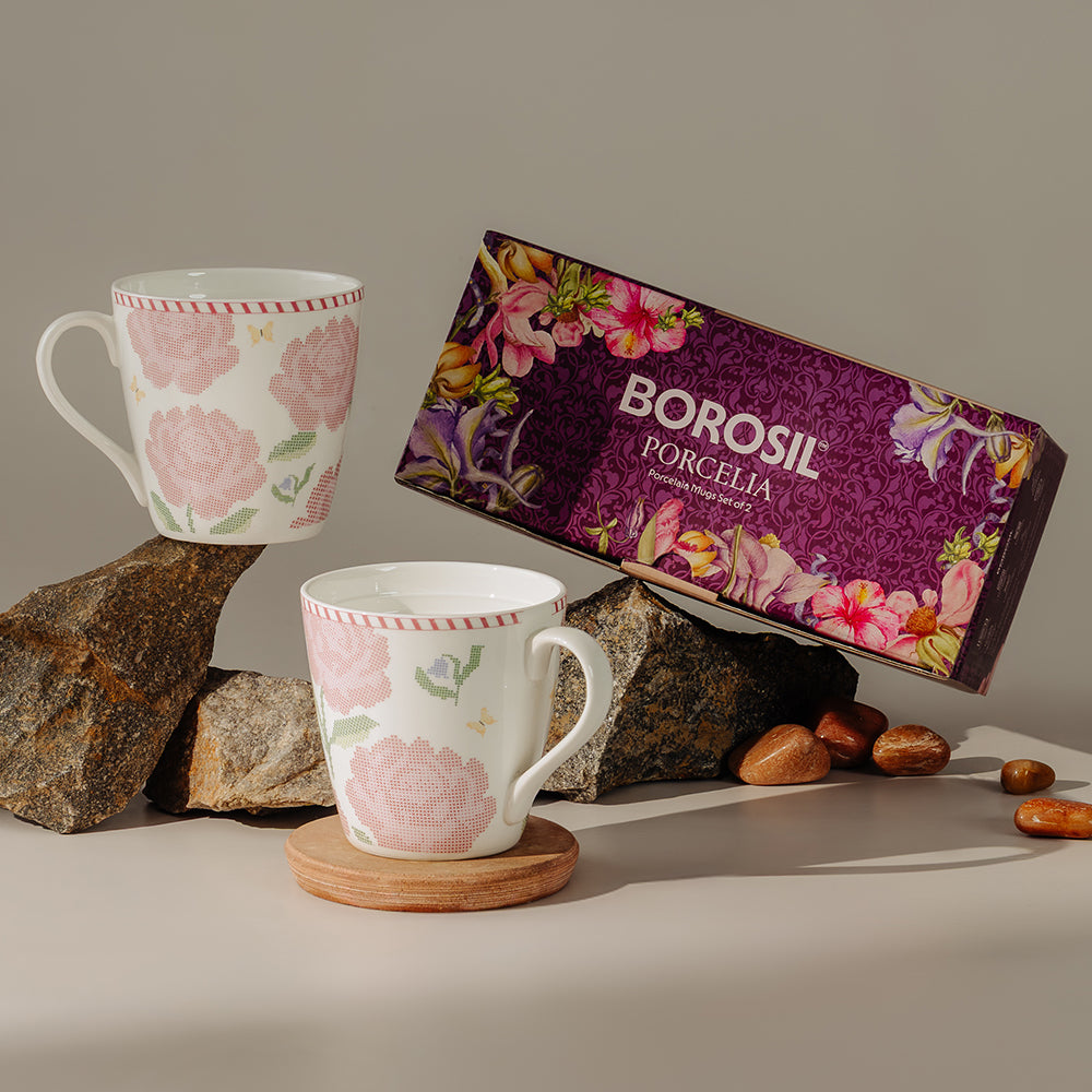Tulip Rosette Porcelia Mug Set