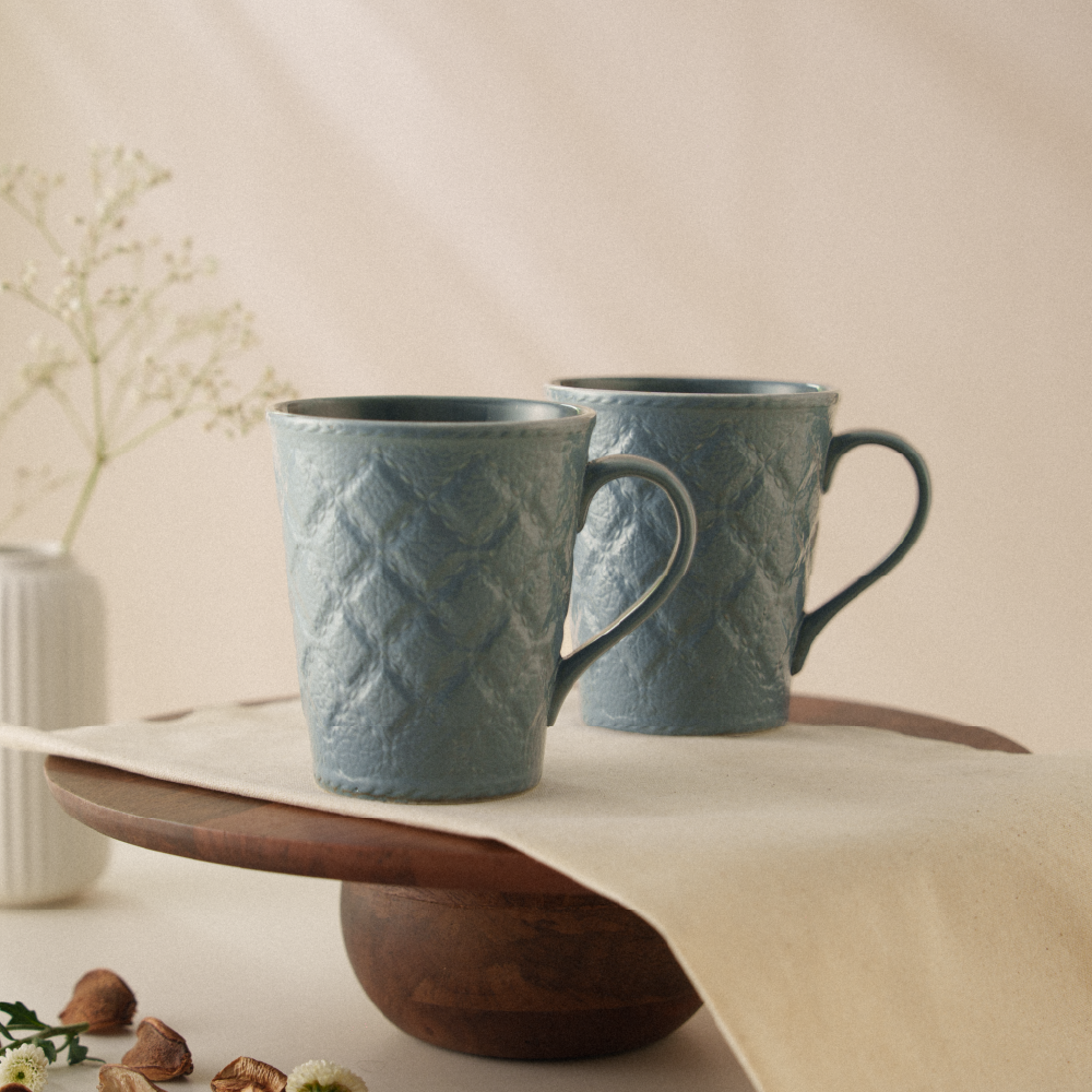 Velvetto Porcelia Mug Set, Ash
