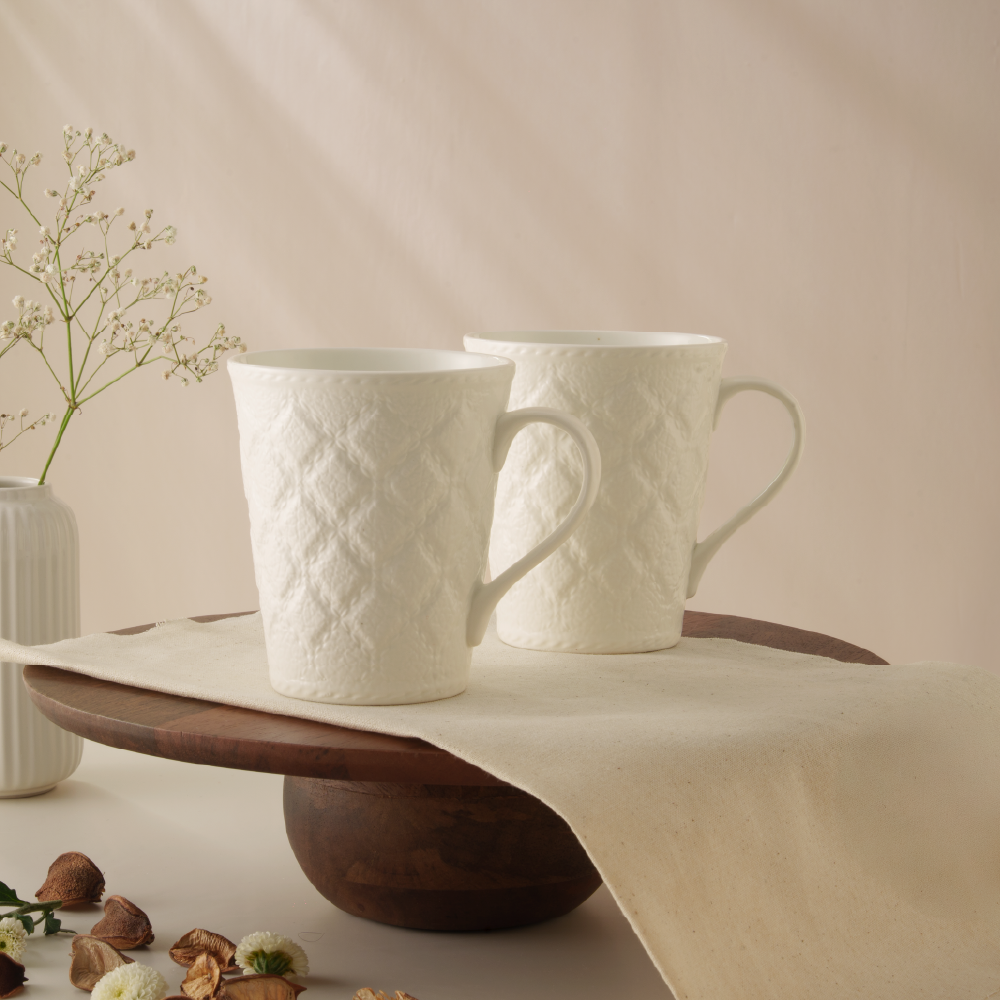Porcelia Velvetto Mug, Ivory - Set of 2