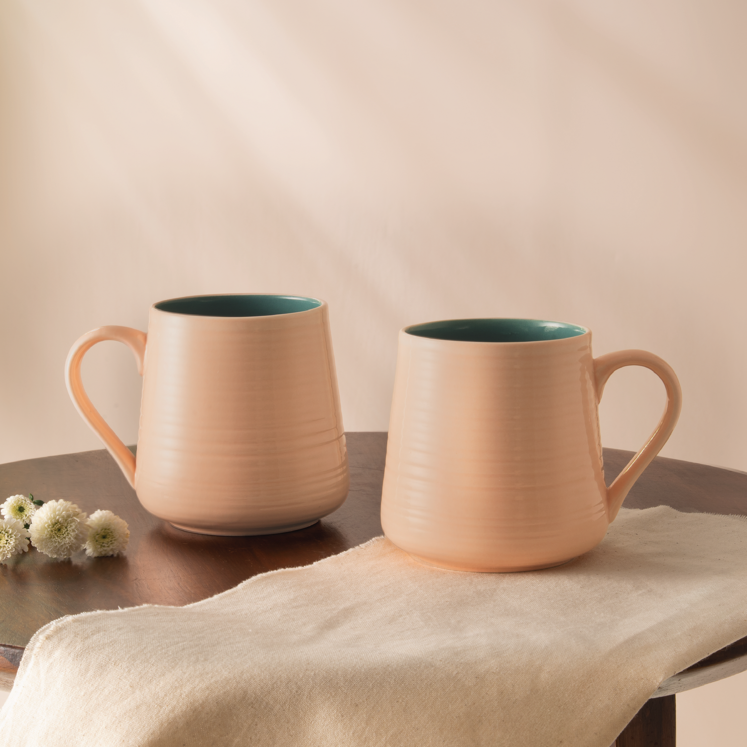 Porcelia Bello Mug, Peach - Set of 2