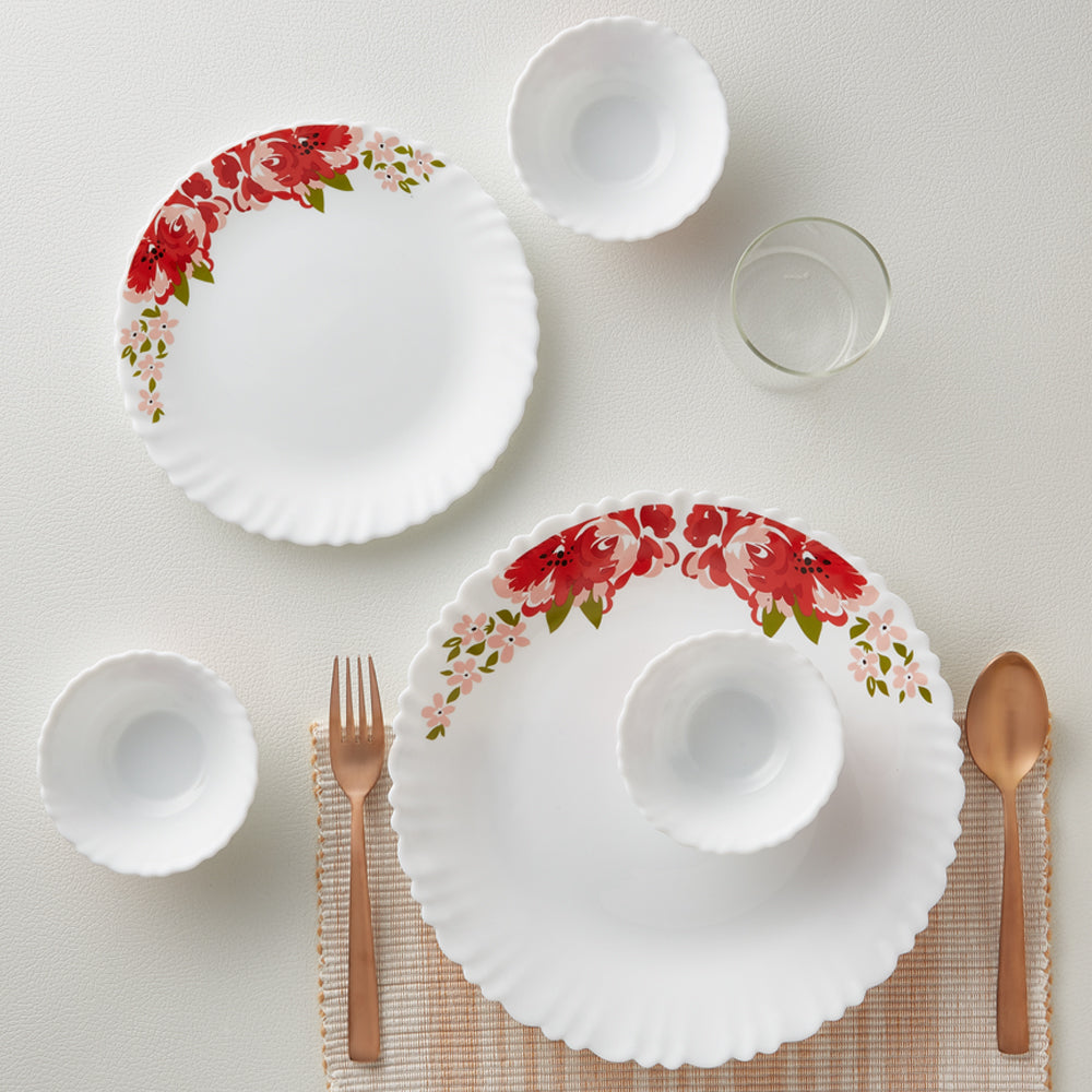 Larah by Borosil Rose Red Dinner Set, 33 pc