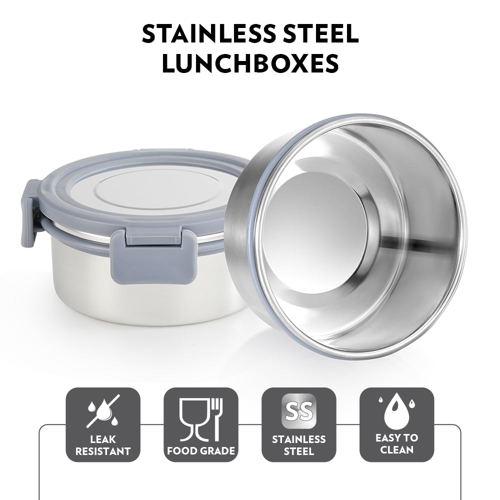 Borosil Slate Stainless Steel Lunchbox, Set of 4