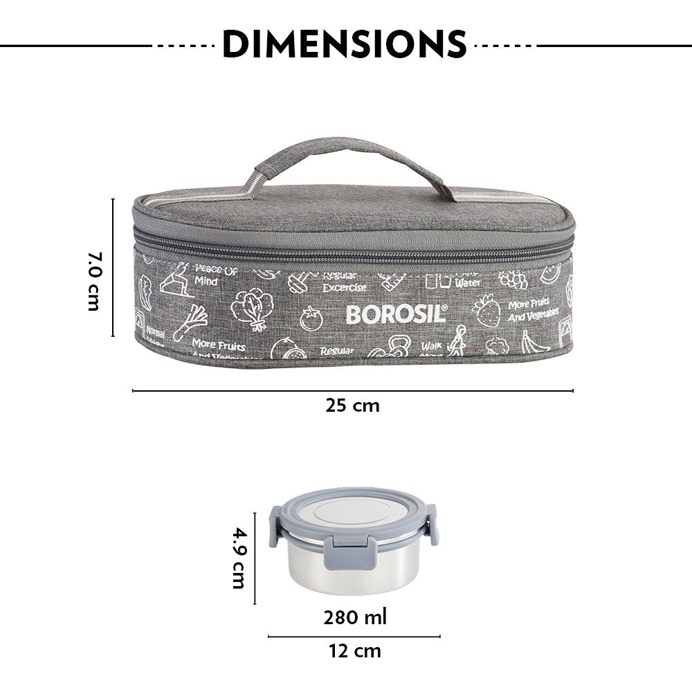 Borosil Slate Stainless Steel Lunchbox, Set of 2, Flat